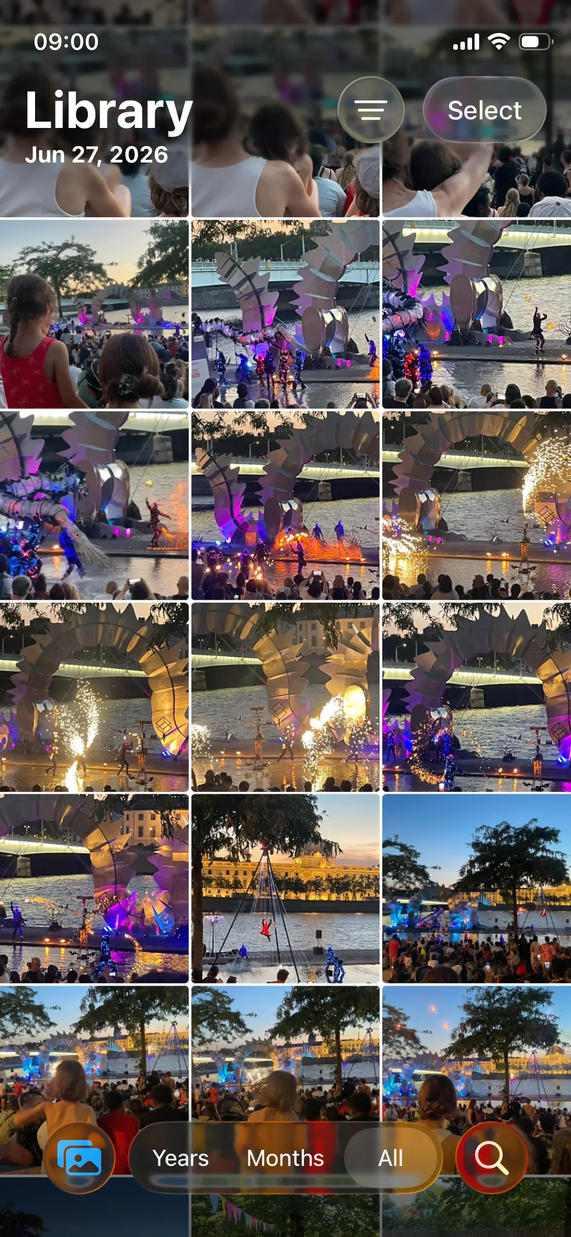 A phone camera roll full of hundreds of near-duplicate event photos